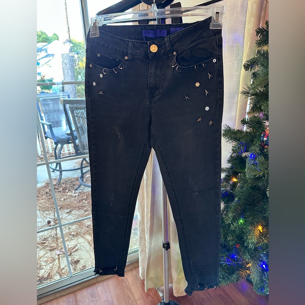 Indigo Rein Black Star-Studded Skinny Jeans